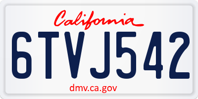 CA license plate 6TVJ542