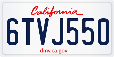 CA license plate 6TVJ550