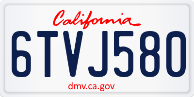 CA license plate 6TVJ580