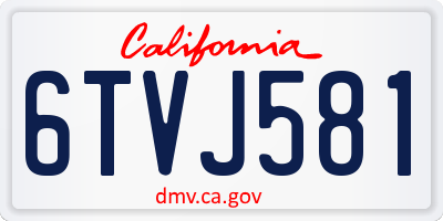 CA license plate 6TVJ581