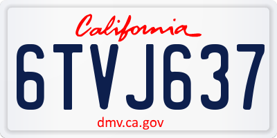 CA license plate 6TVJ637