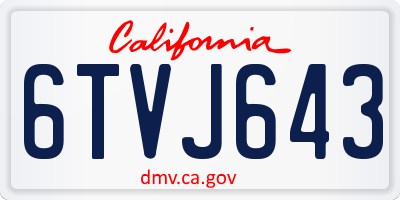 CA license plate 6TVJ643