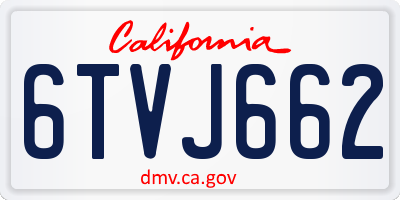 CA license plate 6TVJ662