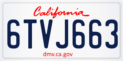 CA license plate 6TVJ663