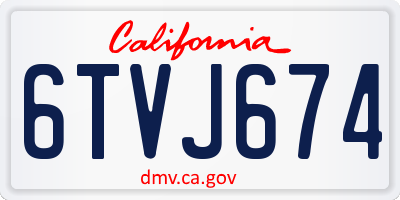 CA license plate 6TVJ674