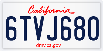 CA license plate 6TVJ680