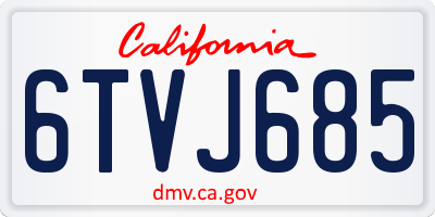 CA license plate 6TVJ685