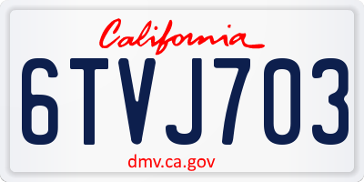 CA license plate 6TVJ703