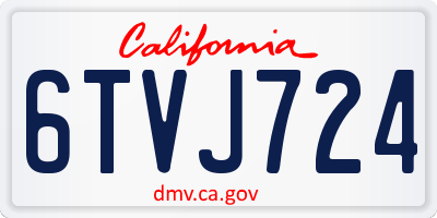 CA license plate 6TVJ724