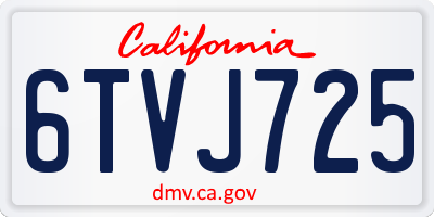 CA license plate 6TVJ725