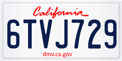 CA license plate 6TVJ729