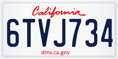 CA license plate 6TVJ734