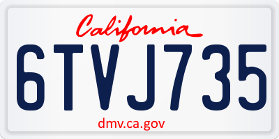CA license plate 6TVJ735