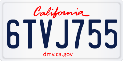 CA license plate 6TVJ755