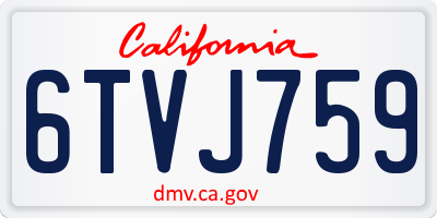 CA license plate 6TVJ759