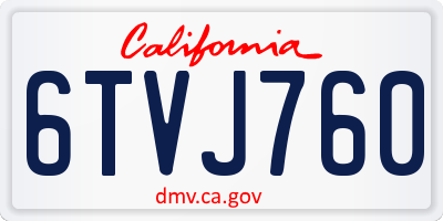 CA license plate 6TVJ760