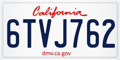 CA license plate 6TVJ762