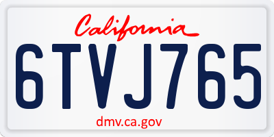 CA license plate 6TVJ765