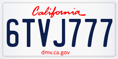 CA license plate 6TVJ777