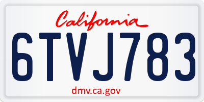 CA license plate 6TVJ783