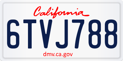 CA license plate 6TVJ788