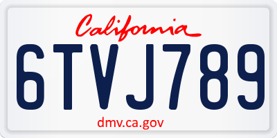 CA license plate 6TVJ789