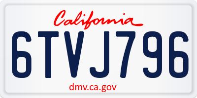 CA license plate 6TVJ796