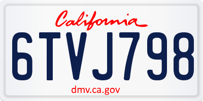 CA license plate 6TVJ798