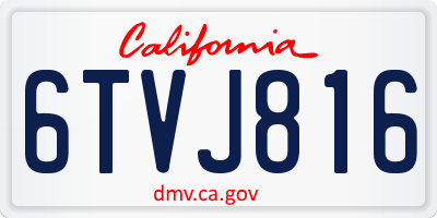 CA license plate 6TVJ816