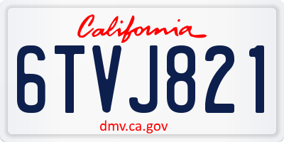 CA license plate 6TVJ821