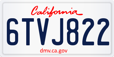 CA license plate 6TVJ822