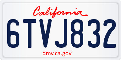 CA license plate 6TVJ832