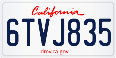 CA license plate 6TVJ835