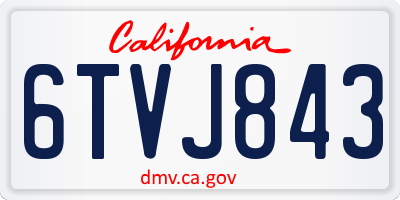 CA license plate 6TVJ843