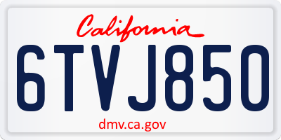 CA license plate 6TVJ850