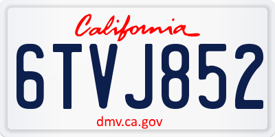 CA license plate 6TVJ852