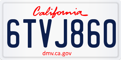 CA license plate 6TVJ860