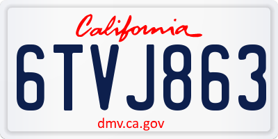 CA license plate 6TVJ863