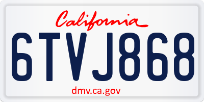 CA license plate 6TVJ868