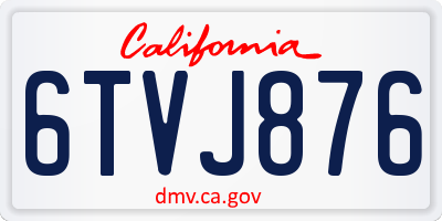 CA license plate 6TVJ876