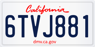 CA license plate 6TVJ881