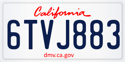 CA license plate 6TVJ883