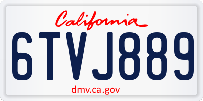 CA license plate 6TVJ889