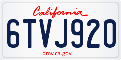 CA license plate 6TVJ920