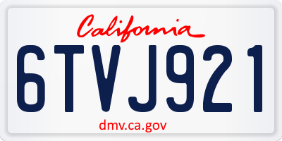 CA license plate 6TVJ921