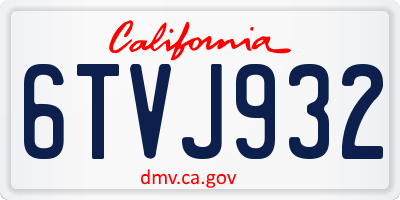 CA license plate 6TVJ932