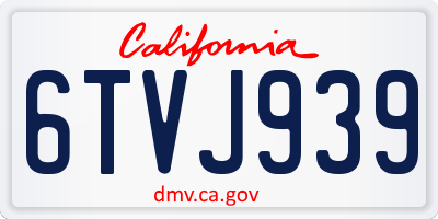 CA license plate 6TVJ939