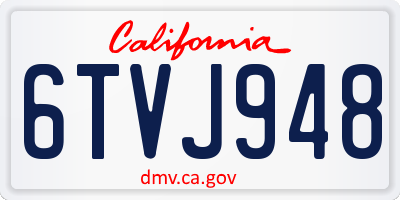 CA license plate 6TVJ948