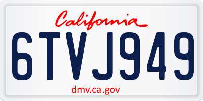 CA license plate 6TVJ949