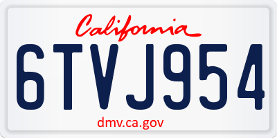 CA license plate 6TVJ954